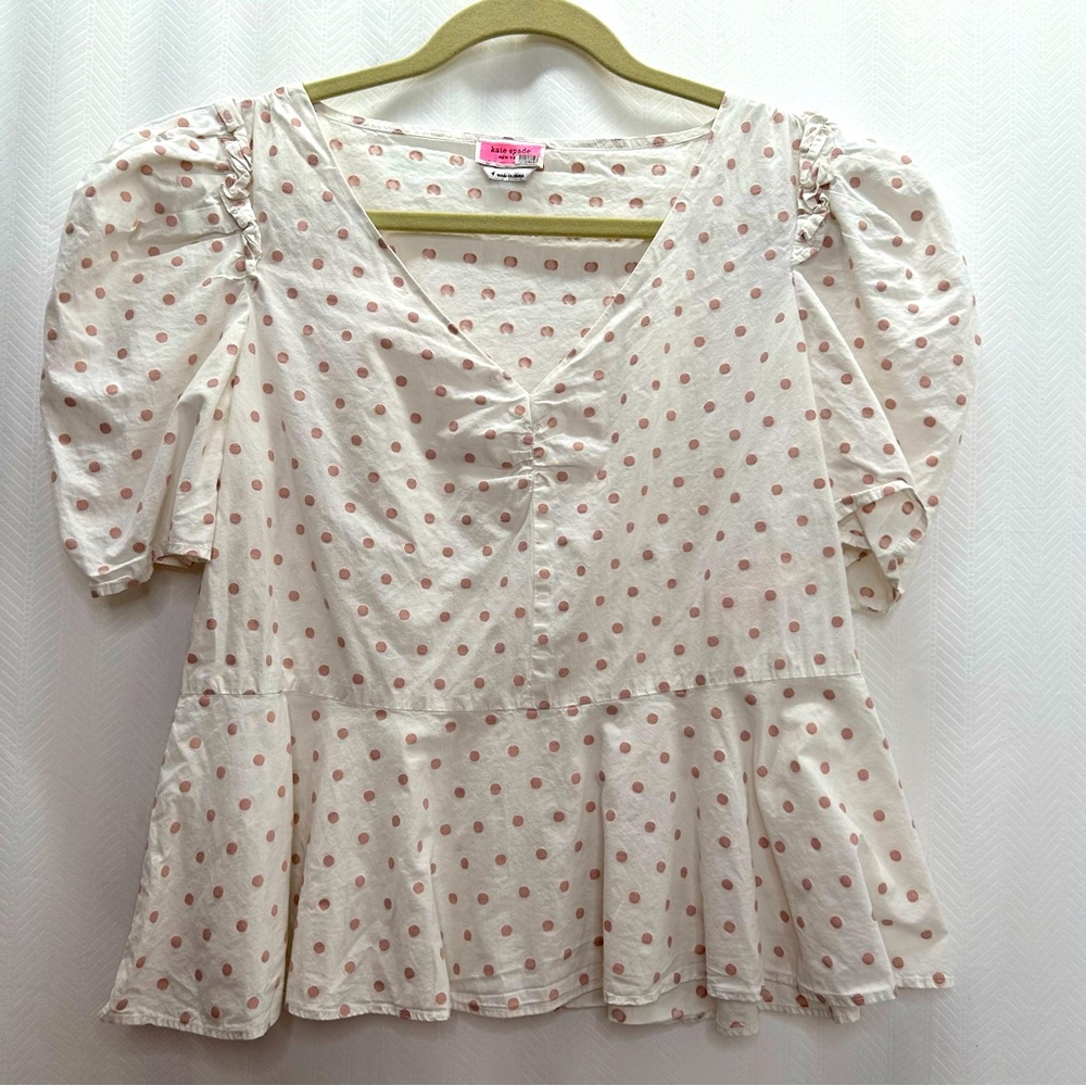Kate Spade white with pink polka dots cropped top